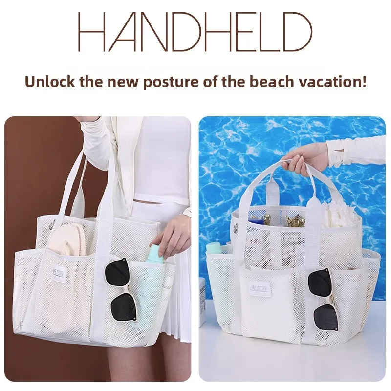 Fashion Women's Mesh Swim Bag - Large Capacity Breathable Travel Tote for Beach, Pool & Vacation, with Handle