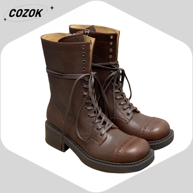 25 Hot-Selling New Products High Street Style Leather Non-Slip Casual Boots Autumn and Winter Boots Simple Temperament