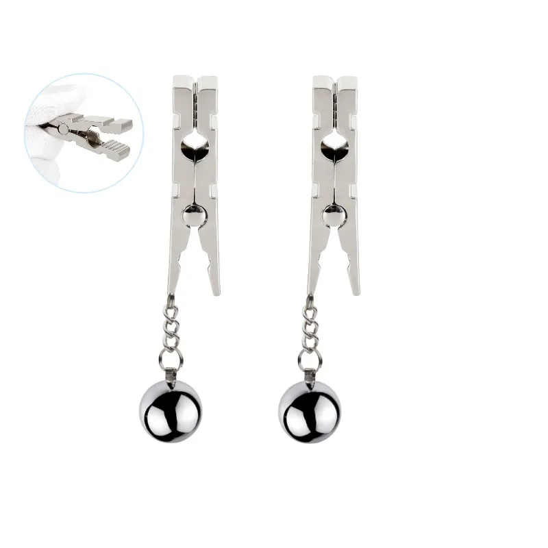 Erotic Gadgets Chain Metal Nipple Milke Clamps with Shibari Weight Ball for Couple Bdsm Binding Breast Stimulate Flirt Sex Toys