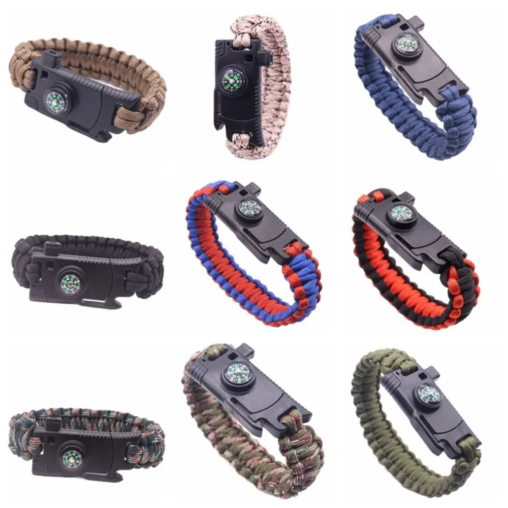 3 in 1 Bracelet Survival Compass Whistle Emergency Paracord Plastic Buckle Decoration Emergency Rope Bangles Camping