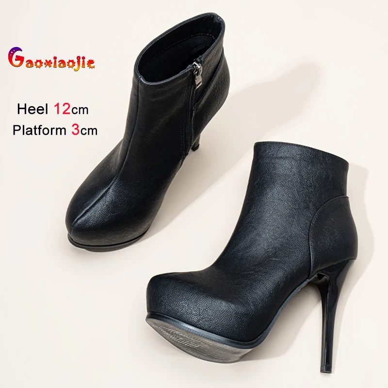 

French Style Solid Color Ankle Boots Temperament High Heel Women Short Boots Fashion Versatile Thin Heel Side Zipper Female Shoe