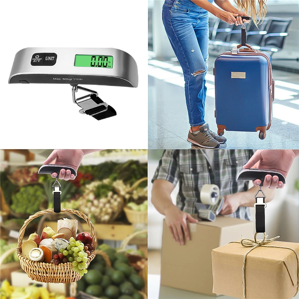 110Lb/50Kg Digital Luggage Scale Hanging Baggage Scale LCD Display Portable Suitcase Weighing Scale Travel Luggage Weight Scale