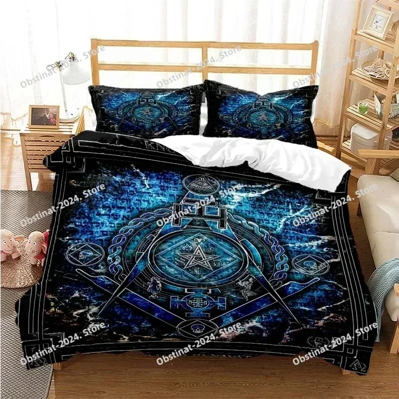 3D Masonic Freemason Illuminati Bedding Set Printed single Comforter Quilt Duvet Cover Pillow Case 3 Pieces Sets Kids Adult Size