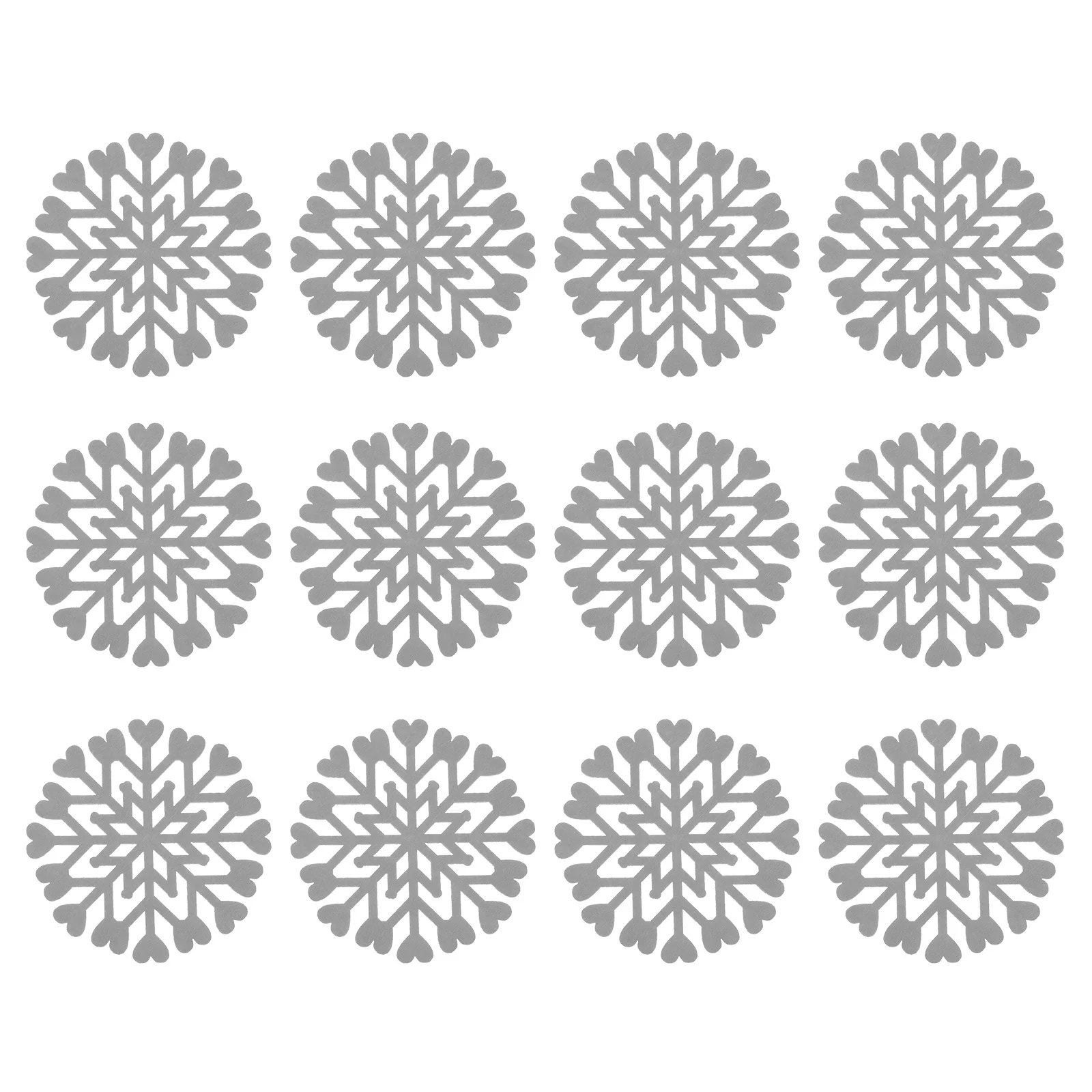 12Pcs Christmas Cup Coasters Felt Snowflake Design for Table Protection Non-Skid Mug Mat Home Party Decoration