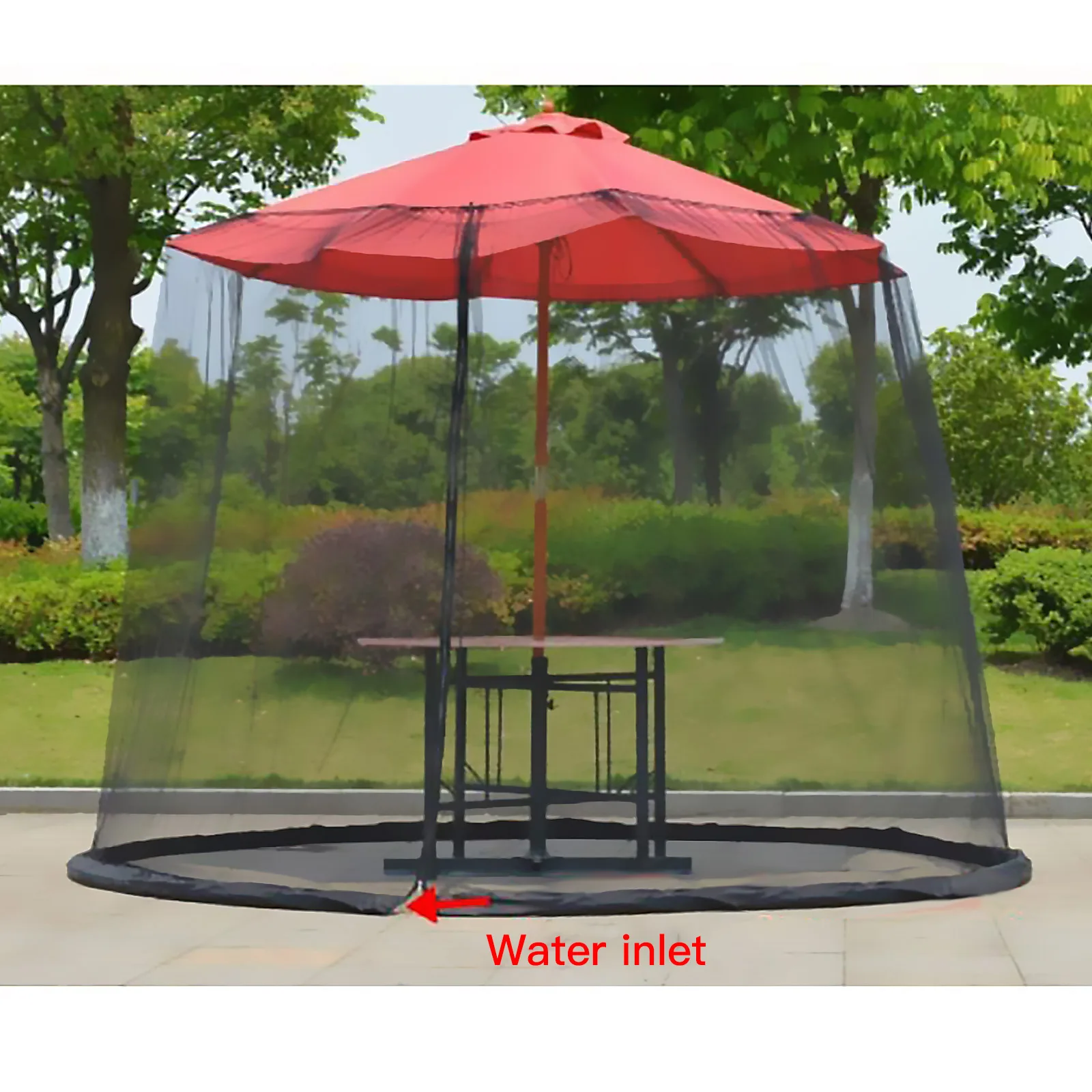 

300x230CM Garden Enhancement Mesh Parasol Net, Easy-Install Parasol Topper with Hinged Entrance - Enjoy Outdoor Sunshine