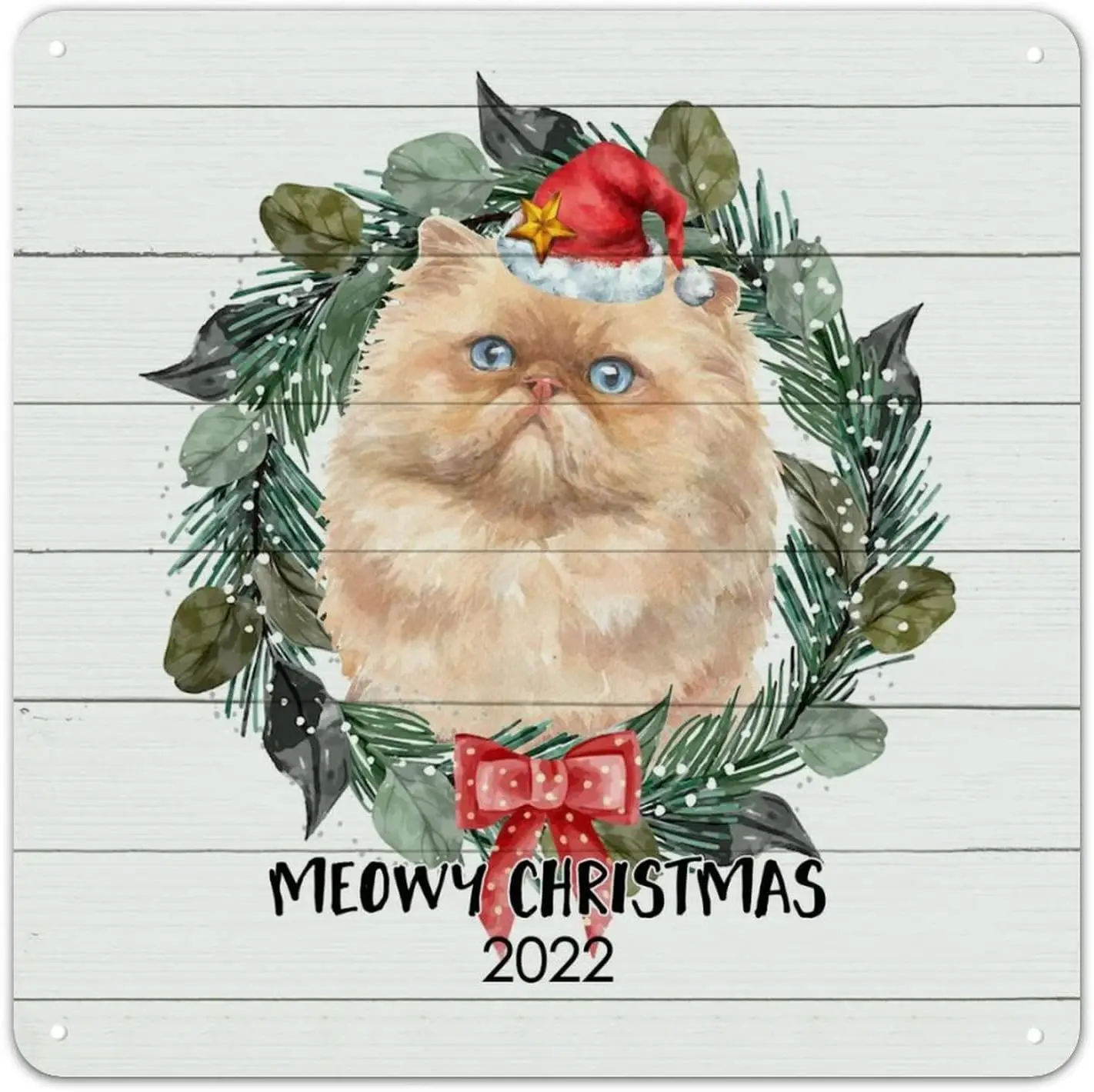 Meowy Christmas Cat Tin Sign Christmas Truck Metal Tin Sign Zoo 12x12in Weatherproof Mid Century Poster Plaque for Home