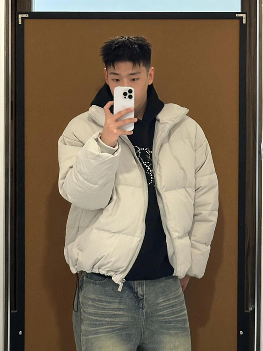 

Утепленная хлопковая куртка-пуховик с воротником-стойкой для мужчин и молодежи, повседневная, в стиле Cleanfit, на молнии