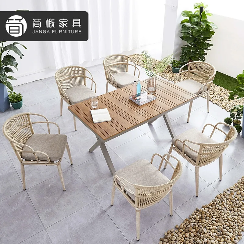 

Мебель для отдыха на балконе виллы: один стол, два стула, комплект для сада и двора, водонепроницаемый, с защитой от солнца.