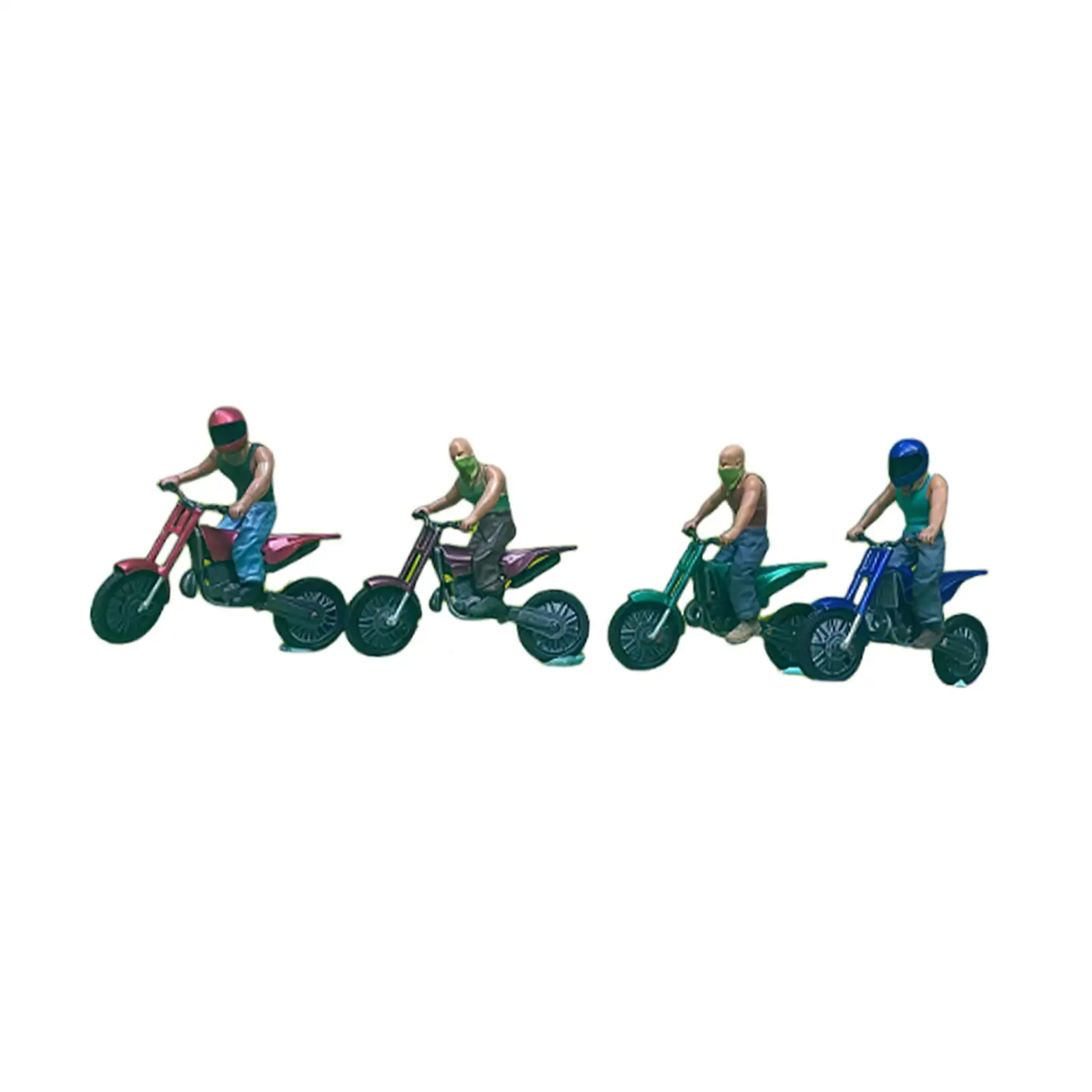 1/64 Miniature Biker and Motorcycle Realistic Mini Miniature Biker Tiny People Model for Desktop Decoration Sand Table DIY Scene
