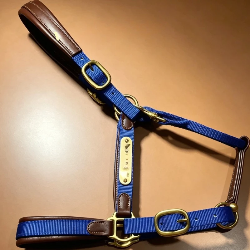 Cowhide bridle, nylon reinforced brass hardware, horse head, horse head, lead rope, stable, horse training,  tackle