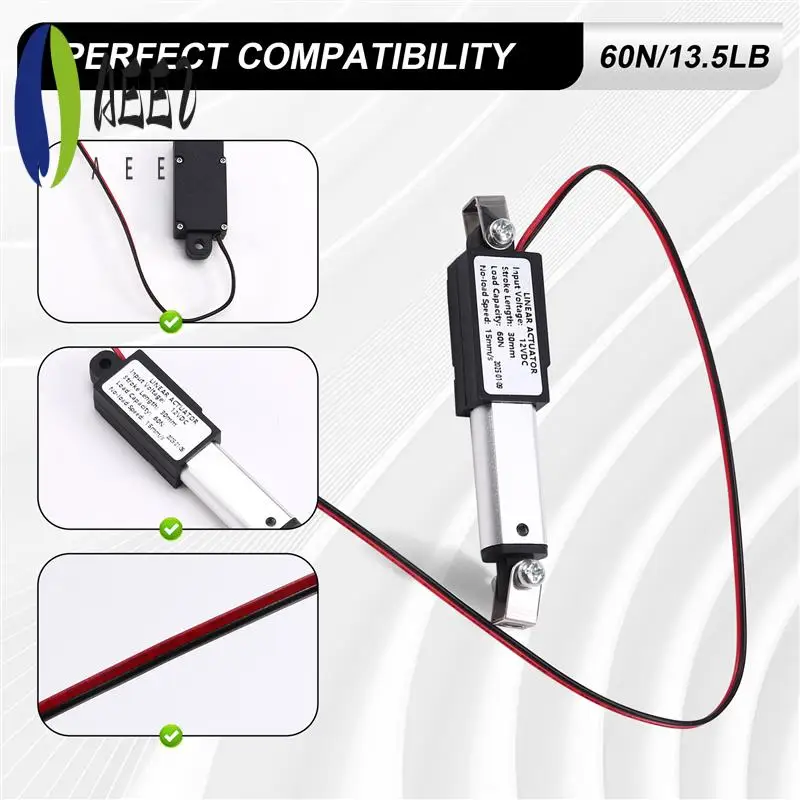 

AEE2-Micro-Type Linear Actuator,1In Stroke,60N/13.5Lb,Speed 15Mm/S Mini Electric Waterproof Actuator Motor Linearactuator 12V