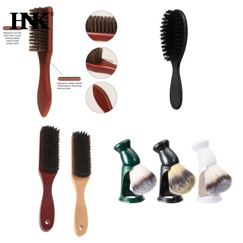 Men Beard Brush Wood Handle Boar Bristle Moustache Cleaning Brush Hairdressing Anti Static Barber Hair Styling Comb Shaving Tool