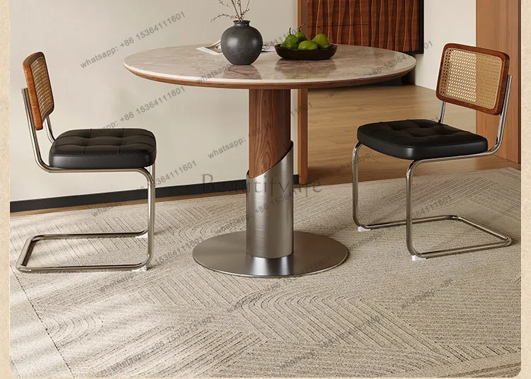

Slate round table retro medieval household small apartment dining table