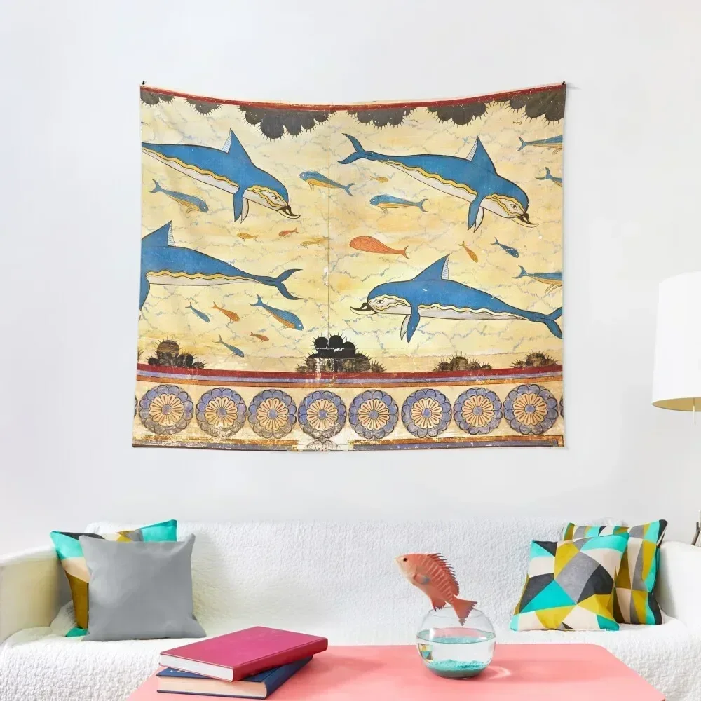 The Minoan Dolphins Tapestry Kawaii Room Decor Home Decorating Anime Decor Home Decorators Tapestry