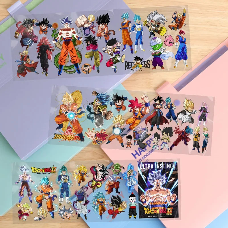 UV DTF Anime Dragon Ball pegatina permanente pegatina de transferencia Waterdichte DIY pegatina decorar taza de agua Vegeta Son Goku dibujos animados