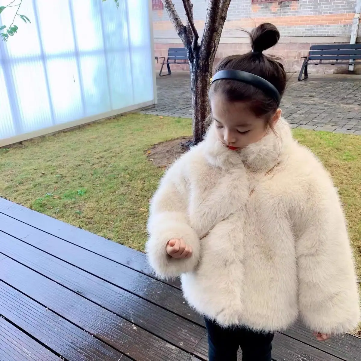 Kid Girls Faux Fox Fur Coat Clothing Winter Warm Children Jacket White Fur Thick Outerwear