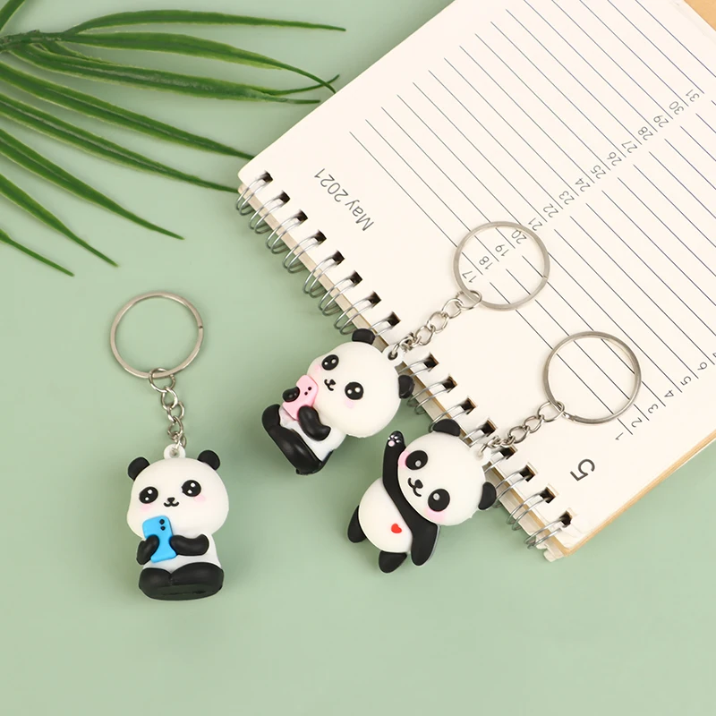 LLavero de Panda de pareja de dibujos animados para mujer, llavero colgante de bolso de coche, regalo de joyería, accesorios de llavero de Panda encantador