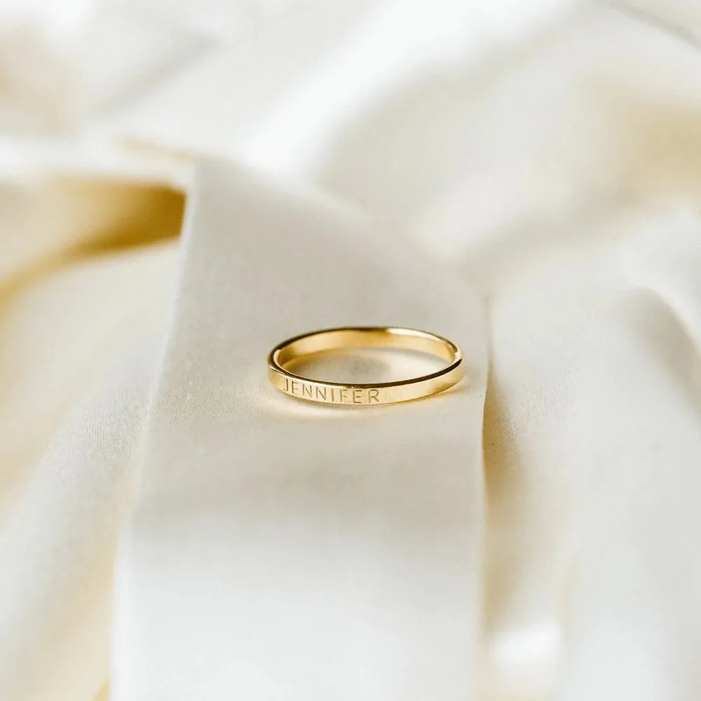 COOLTIME Personalisierter individueller Ring für Frauen, Edelstahl, goldfarben, mit Gravur, Namensringe, Jahrestag, Schmuck, Geschenk, Paar, Mutter – Detail 8