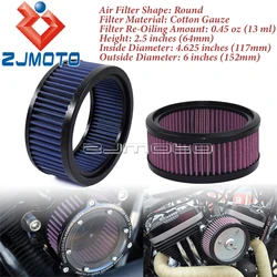 Motorcycle High Flow Air Filter 6inch/152mm Round Cotton Gauze Intake Air Cleaner E-3226 For Harley Cafe Racer Bobber Custom