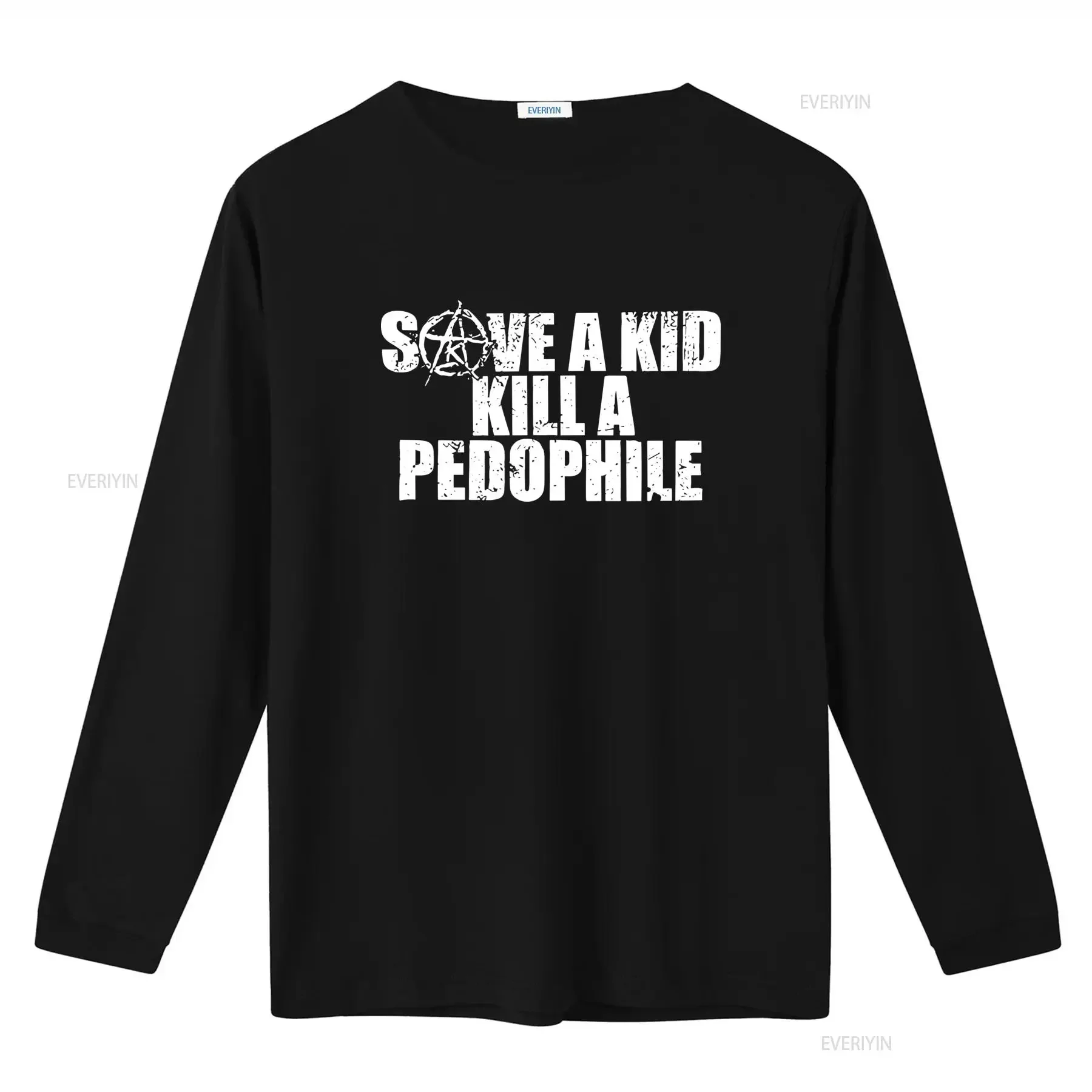 Men's T Shirt with Bold 'Save a Kid Kill Pedophile' Print Make Statement vintage Washed Soft homme Versatile graphic