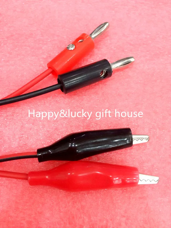 Clearance sales Double headed crocodile clip to crocodile clip with red and black parallel line, banana head connection line