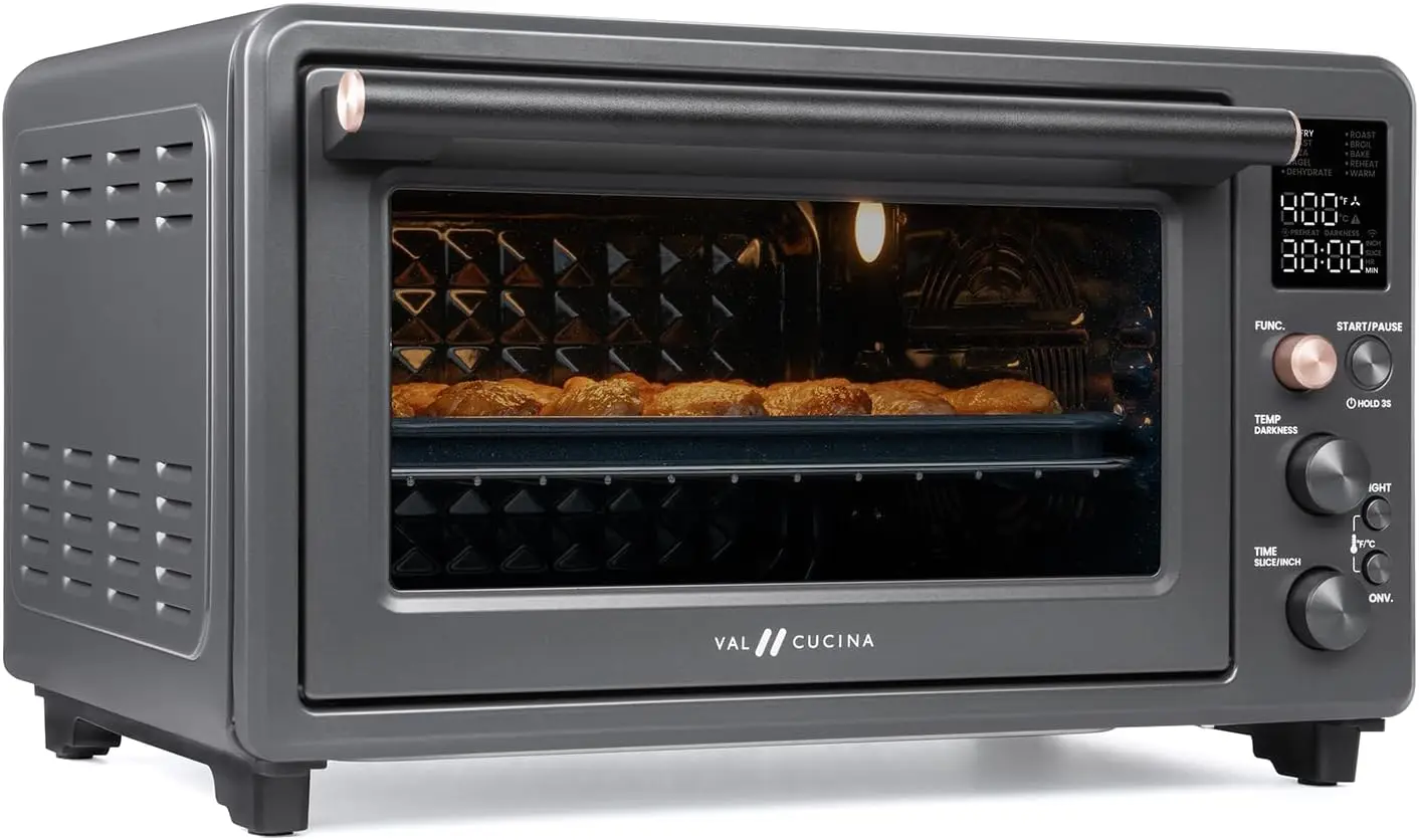 Air Fryer Toaster Oven Combo Convection Countertop Oven Infrared Heating Non Toxic Enamel Interior Fits Pizza Toast Baking Pan