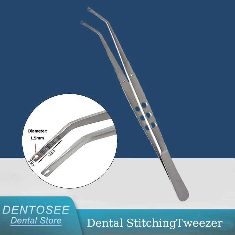 

Professional Surgical Dental Forceps Stainless Steel Tweezers Serrated Tip for Stitching Dressing & College Use