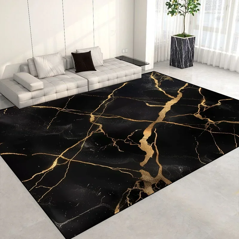 

Роскошный ковер в скандинавском мраморном стиле — черный и золотой нескользящий ковер для гостиной или спальни — моющийся напольный коврик для гостиной