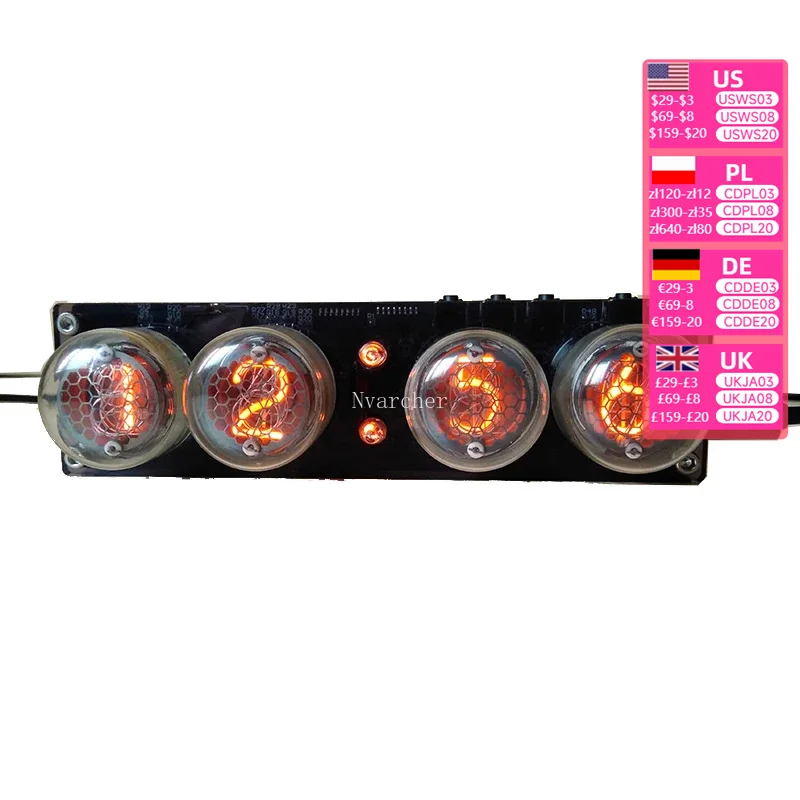 4-bit integrated glow tube clock QS30-1, SZ1-1,SZ3-1,SZ-8  with acrylic case without  tubes