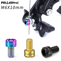 Risk MTB Bike 2pcs V Brake Wire Fixing Bolt Road Bicycle C Brake Inner Line Fixed Screw TC4 Titanium M6*10mm Wire Pressing Bolts