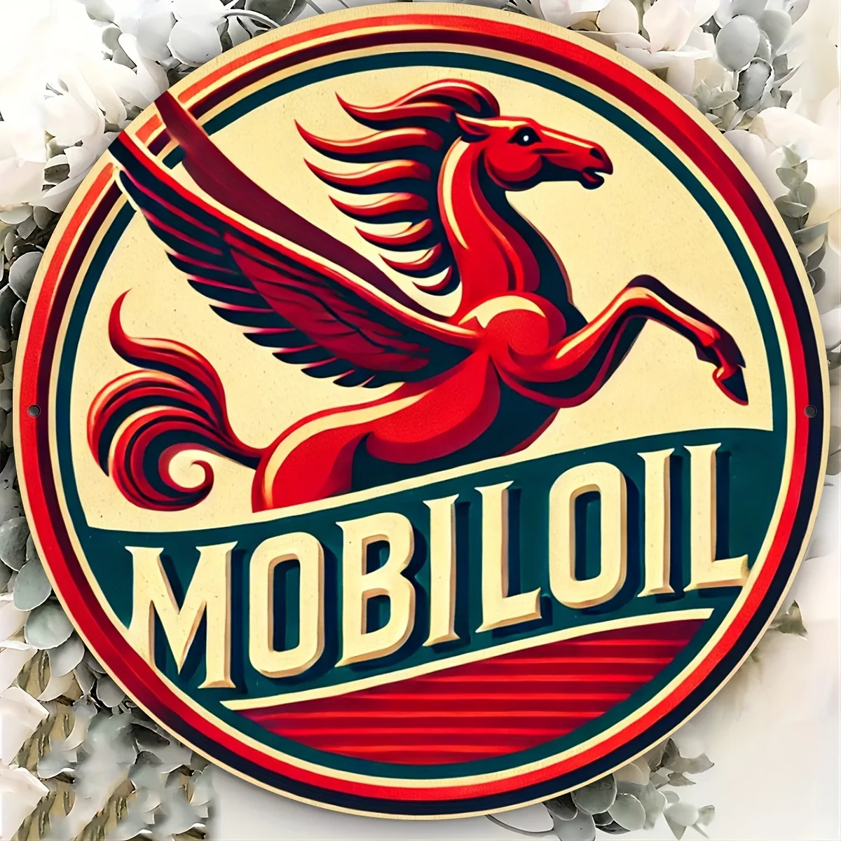 1 letrero vintage de la empresa de petróleo Mobil con diseño de Pegaso, adecuado para la decoración de garajes y gasolineras, duradero y perfecto para la decoración de habitaciones.