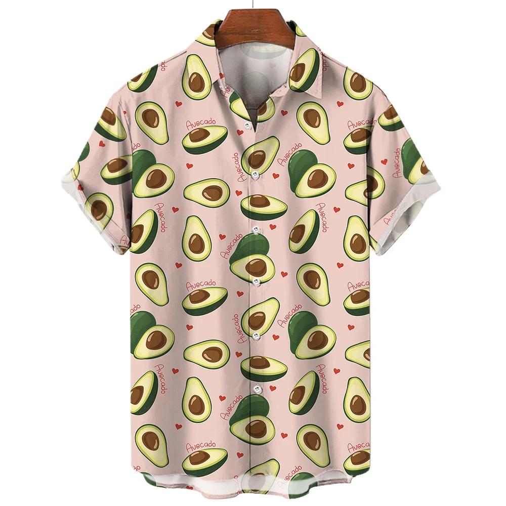 Heren Shirt Fruit Motief 3d Bedrukte Tops Casual Mode Korte Mouwen Shirts Revers Knoop Streetwear Oversized Unisex Kleding