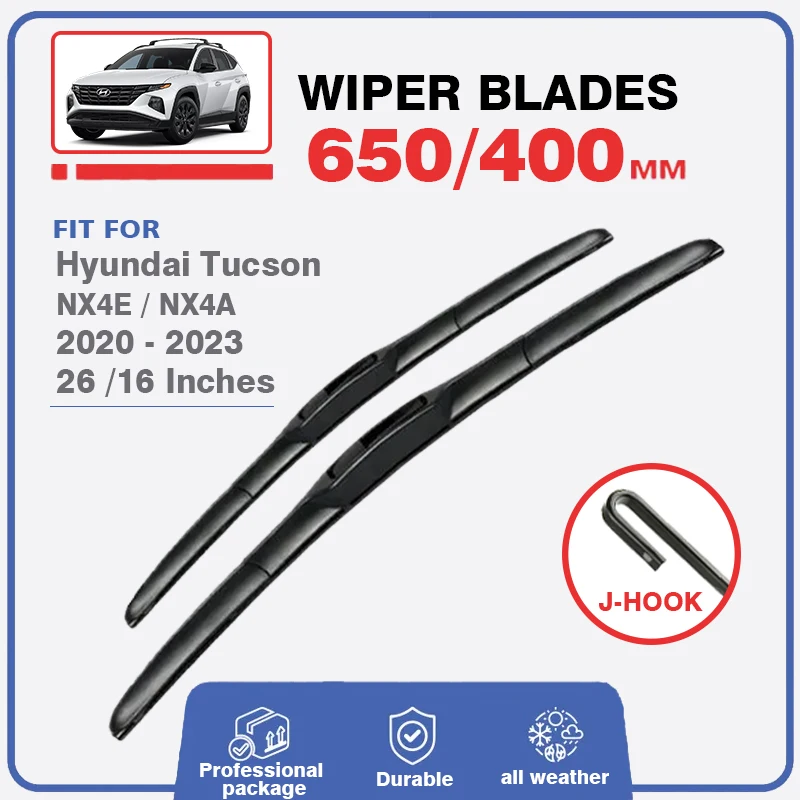 Front Windshield Brushes For Hyundai Tucson NX4 NX4E NX4A 2020 2021 2022 2023 Rubber Wiper Blades Snow Scraping Car Accessories