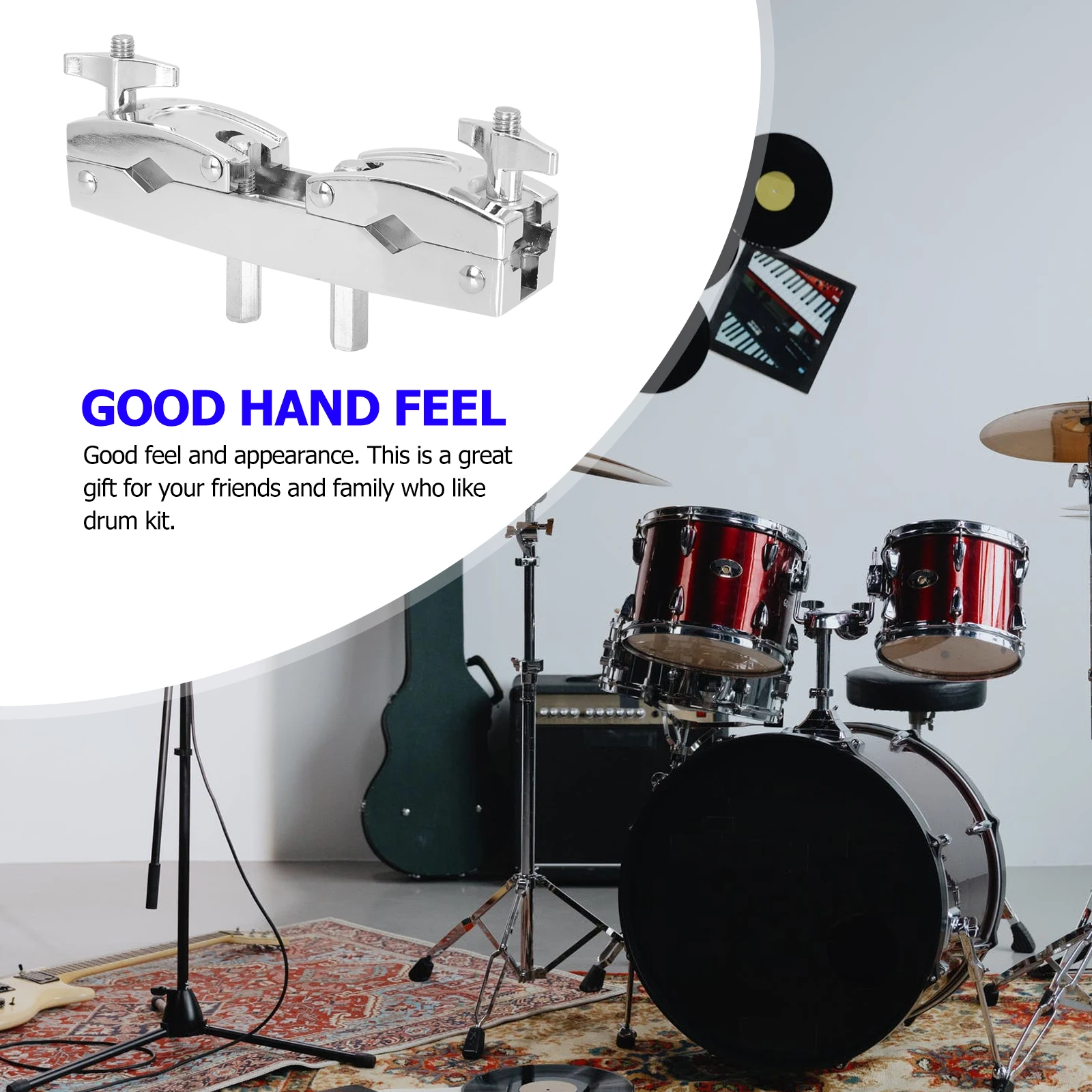 

Cowbell Clamp Mount Bracket for Drum Set Cymbal St Holder Durable Iron Craftsmanship Double Sided Connecting Practical