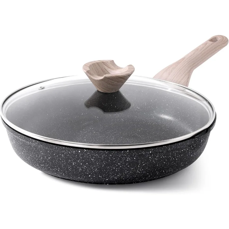 

12.5 Inch Large Nonstick Frying Pan with Lid for Induction Cooking StayCool Handle PFOA Free Compatible with All Stovetops Incl