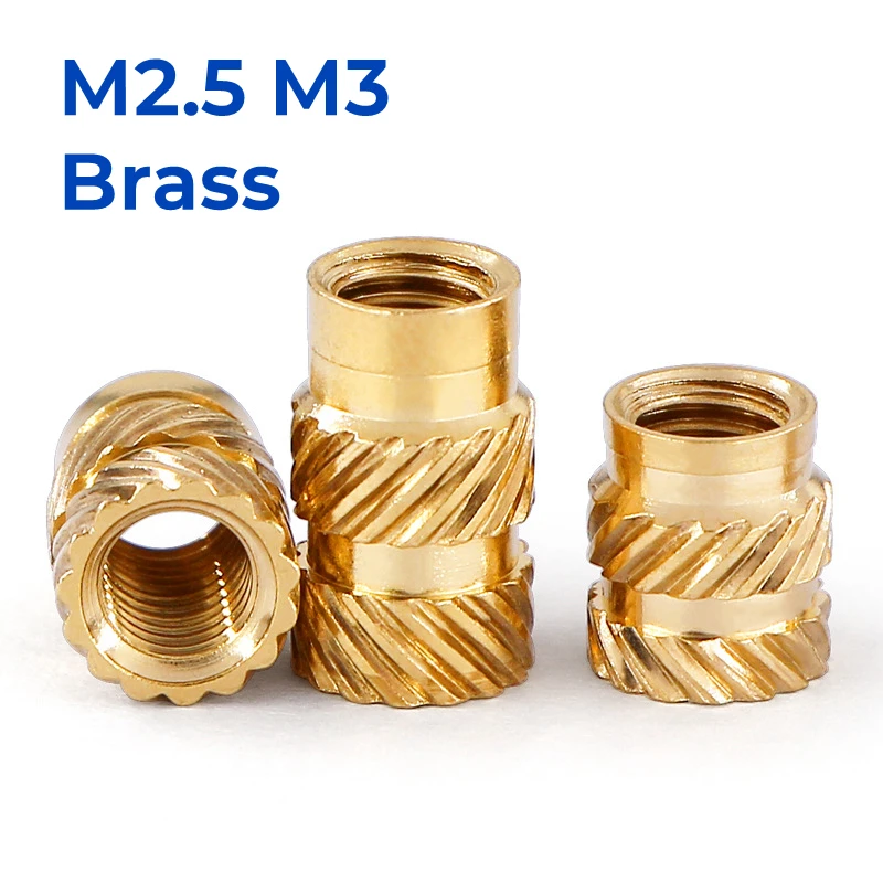 M2.5 M3 Brass Insert Nut Double Twill Copper Nuts Hot Melt Knurled Thread Nuts Injection Embedment Insertion Copper Nut