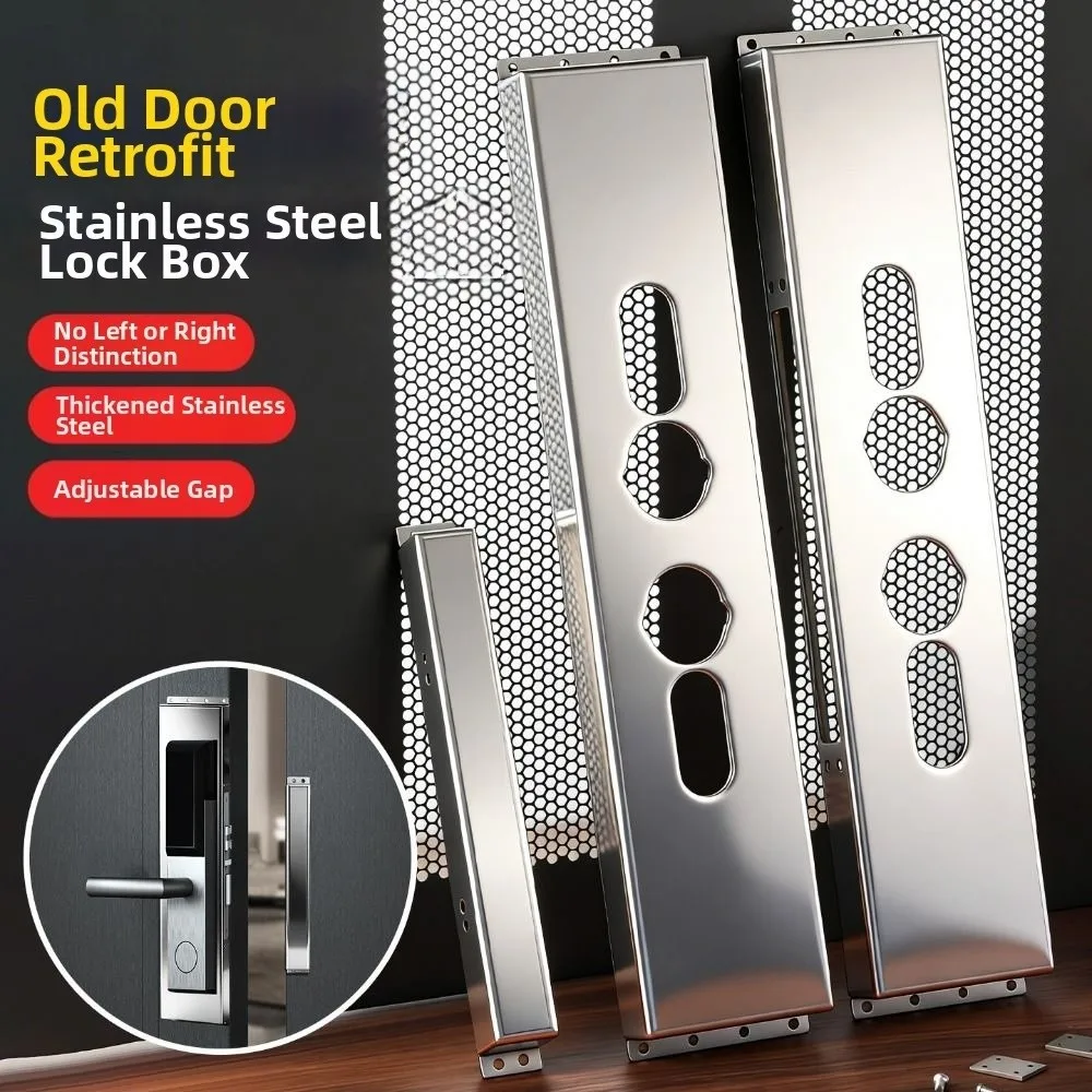 Stainless Steel Lock Box Symmetrical Double Sided Opening Adjustable Gap Lock Mounting Boxes Smart Lock Box Old Door Renovation