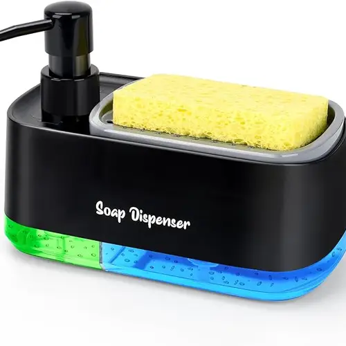 핸드 앤 디쉬 비누 디펜서 세트, 스폰지 거치대 포함, 이중 비누 디펜서, 주방 싱크대용 조리대 비누 펌프 디펜서, 3 인 1