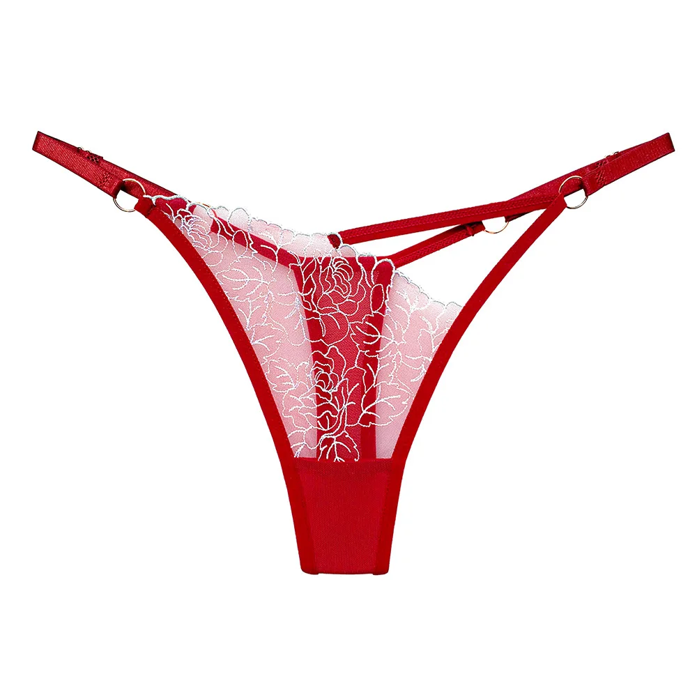 Women Asymmetric Mesh Thongs Sexy Panties Transparent With Embroidery Female Lingerie Underwear Girls Panti  XS XL 2271 A0102