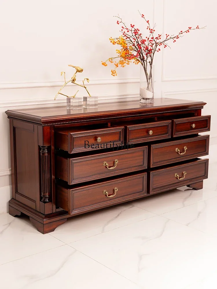 yj9  American-style Solid Wood Chest of Drawers Bedroom Bedside Multi-functional Storage Cabinet