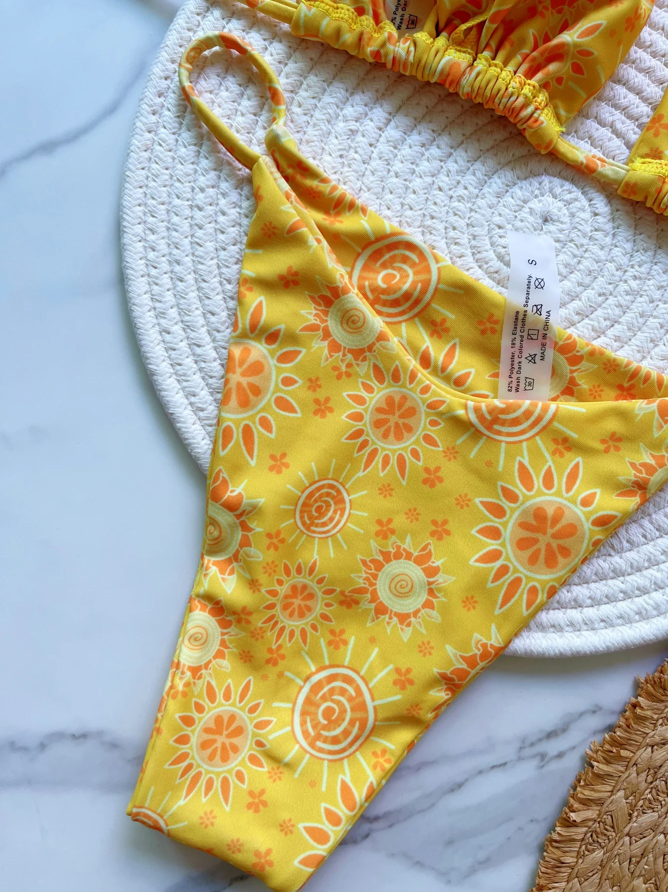Swimwear Women Yellow Print Brazilian Bikini Set Sexy Thong Swimsuit Two Pieces Halter Bathing Suit Women 2026 Beach Wear