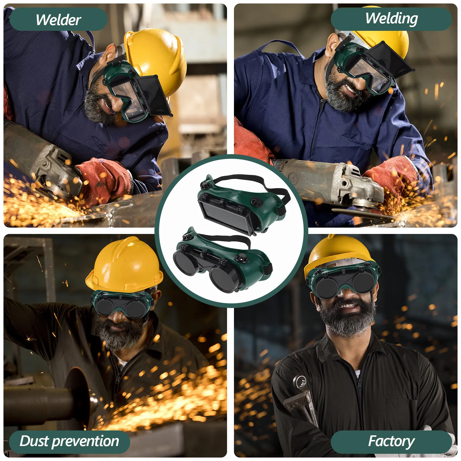 2Pcs Welding Goggles Safety Eye Protection Plastic Frame Flip-Up Welding Glasses Adjustable Headband Anti-Scratch Comfort