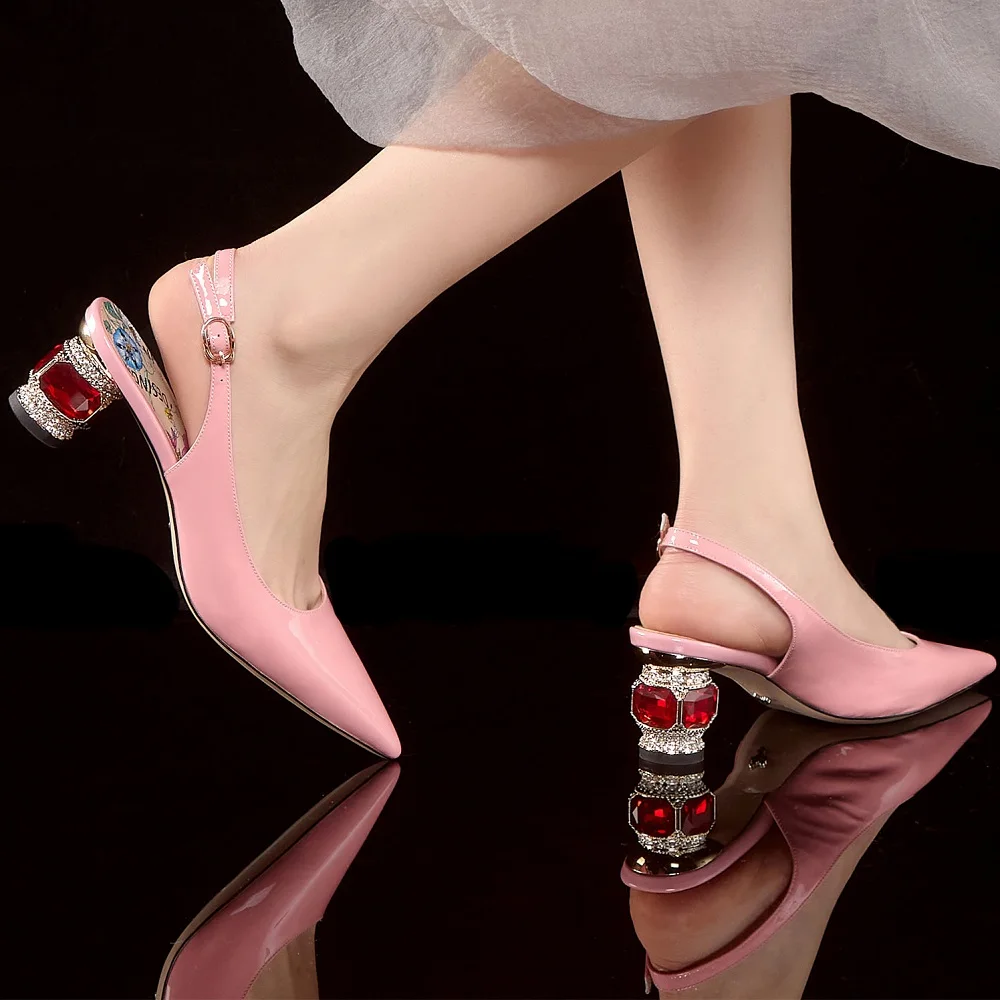 【JOCHEBED HU】2023 Newest Spring Summer Shoes Woman Sexy Brand Genuine Leather Shallow Pumps Pointed-Toes Strange Style 33-46