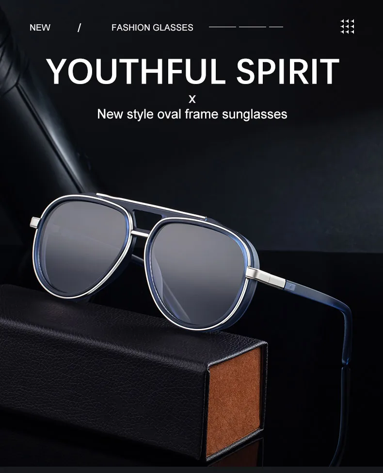 Übergroße Pilot Polarisierte Sonnenbrille Männer 2026 Luxus Marke Vintage Doppel Strahl Gläser Oval Punk Brillen Fahren Outdoor Shades – Detail 3