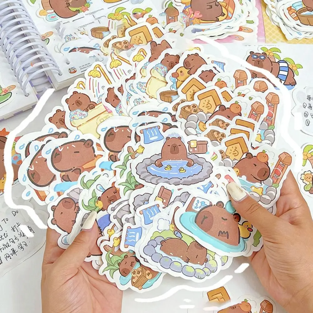 100 Pcs/Bag Cartoon Capybara Stickers Writable DIY Craft Decoration Sticker Non-adhesive Aesthetic Kids Toys Sticker Scrapbook