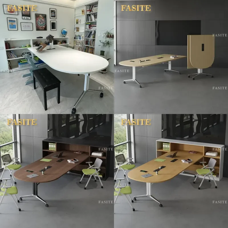 For Folding Conference Table Removable Splicing Desk Cabinet Integrated Wall Mounted Workstation with Wheels Multi Function
