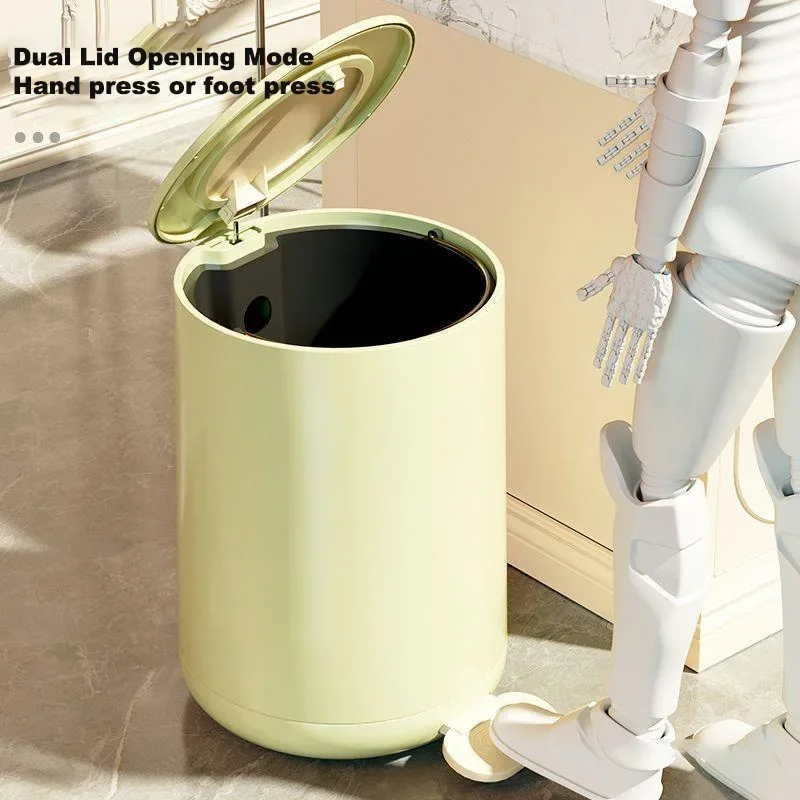 

12/15L Foot Hand Press Type Trash Bin Kitchen Bathroom Living Room Trash Can Large Capacity Garbage Can Cleaning