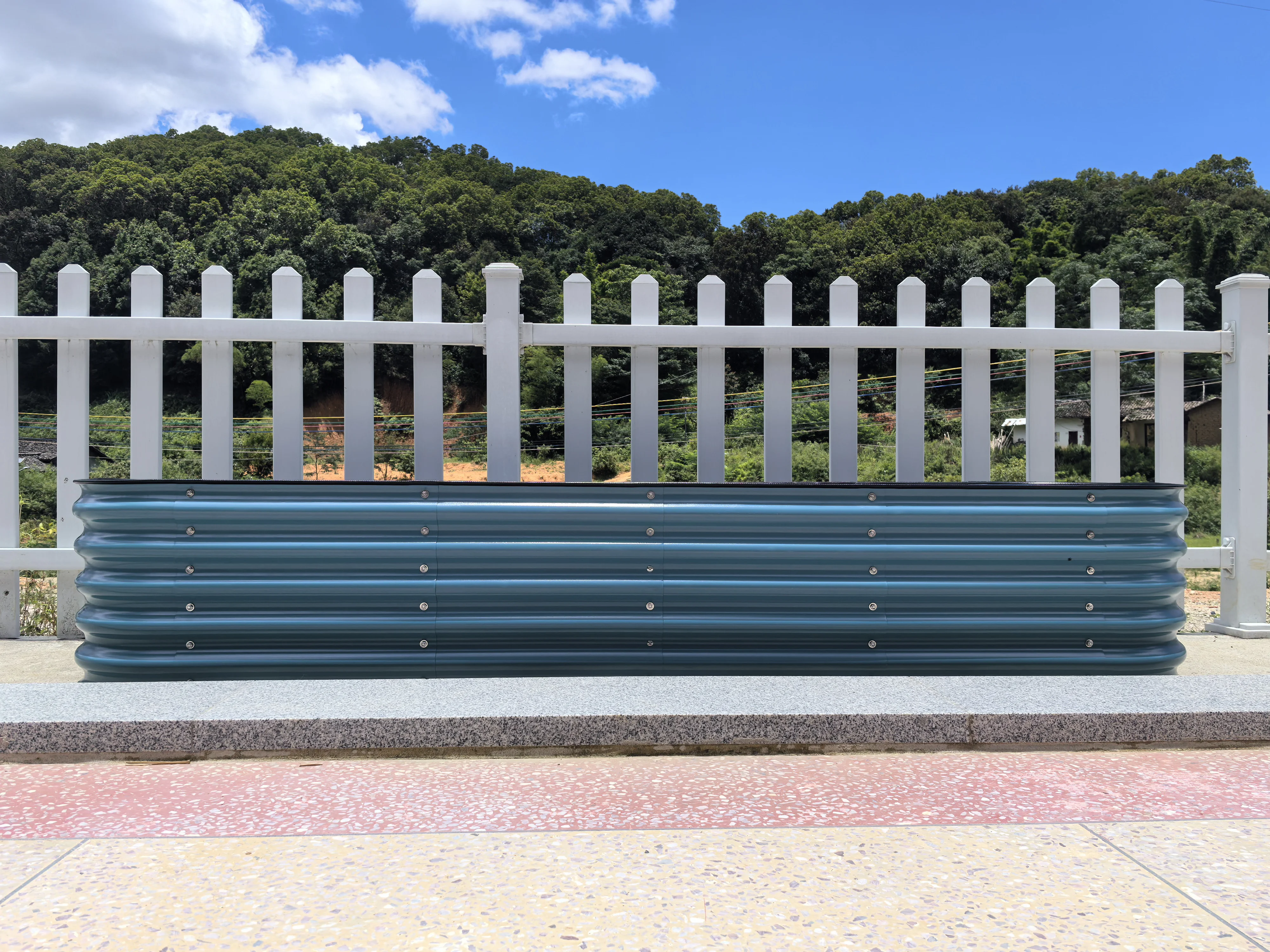 クラシックな亜鉛メッキの高床式屋外ガーデニングキット、粉体塗装されたスチール製プランターポット、家庭菜園の装飾用