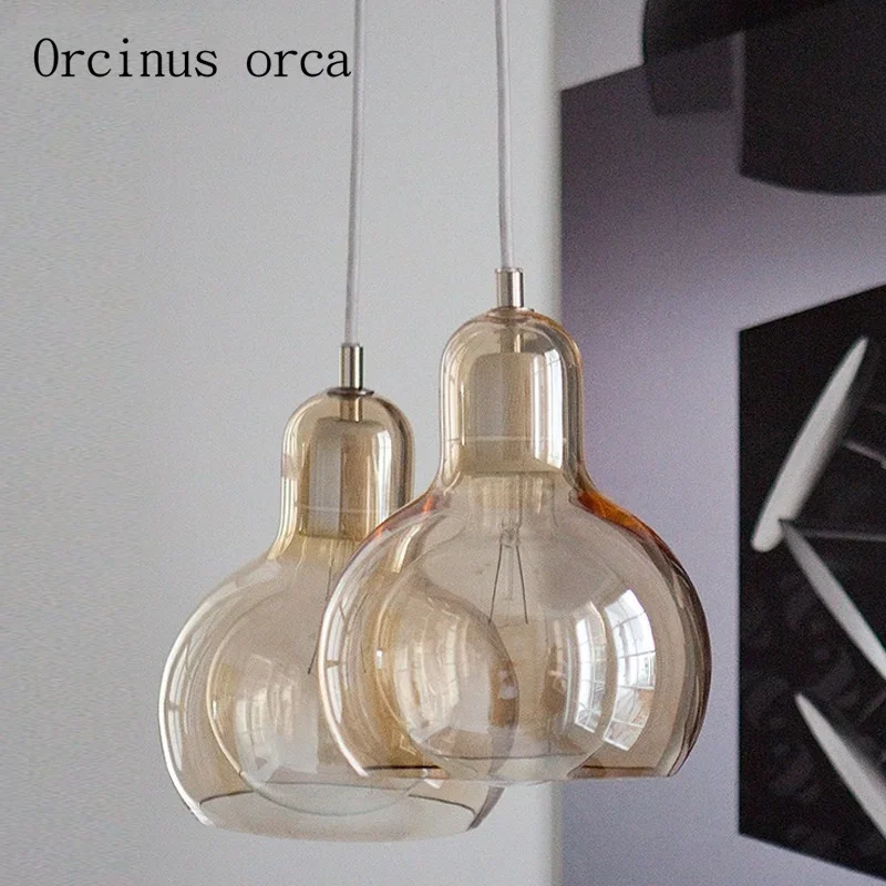 Modern minimalist glass Edison bulb chandelier restaurant living room personalized originality single head Chandelier