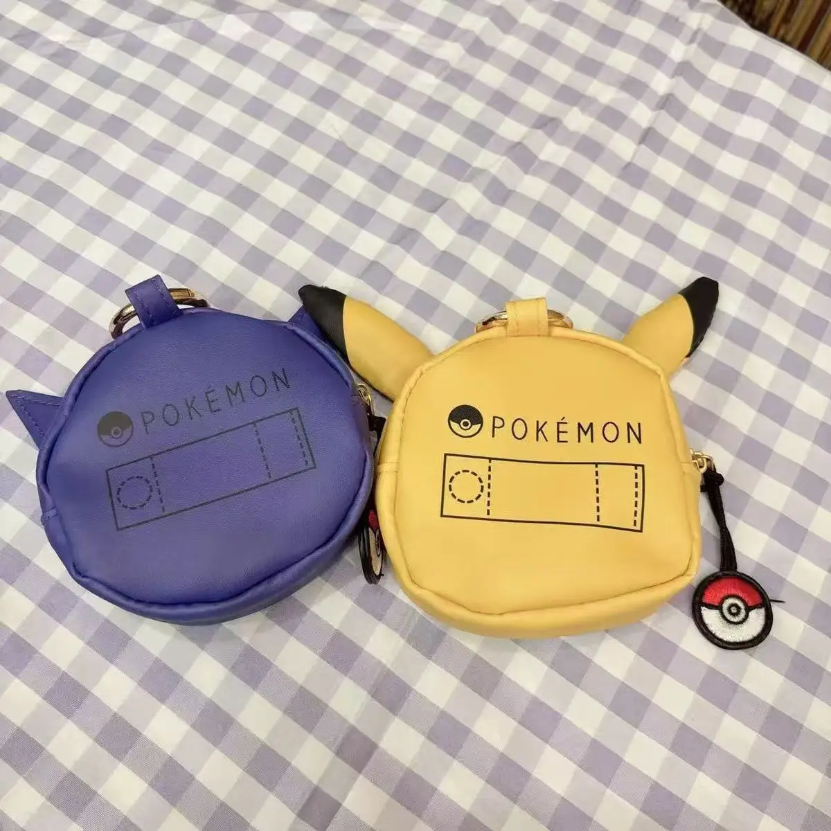 Cute Anime Pokemon Pikachu Gengar Face‑shaped Zipper Coin Purse Cartoon Mini Storage Wallet Small Change Pouch Gift view 4